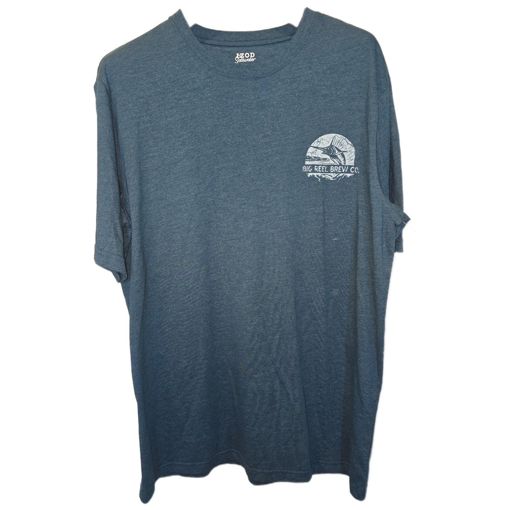 Izod Saltwater Mens LT Blue‎ Big Reel Brew Co Marlin Graphic T-Shirt NWT